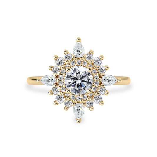 0.50 CT Round Moissanite Cluster Engagement Ring