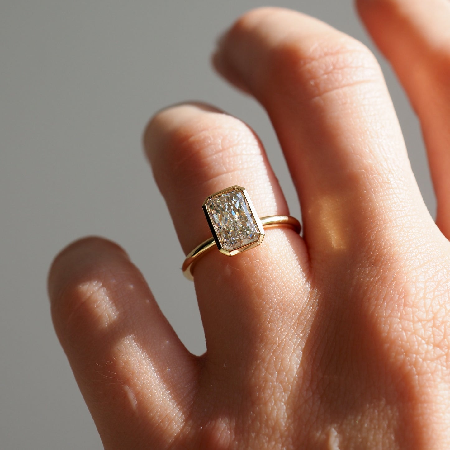 1.5 CT Radiant Moissanite Bezel Engagement Ring