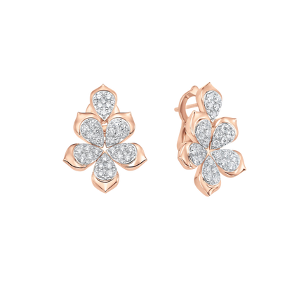 1.39 TCW Round Moissanite Diamond Flower Stud Earrings