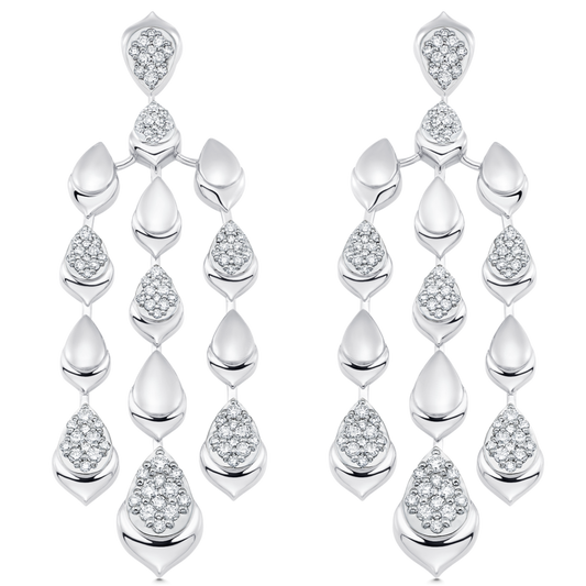 1.40 TCW Round Moissanite Diamond Long Drop Earrings