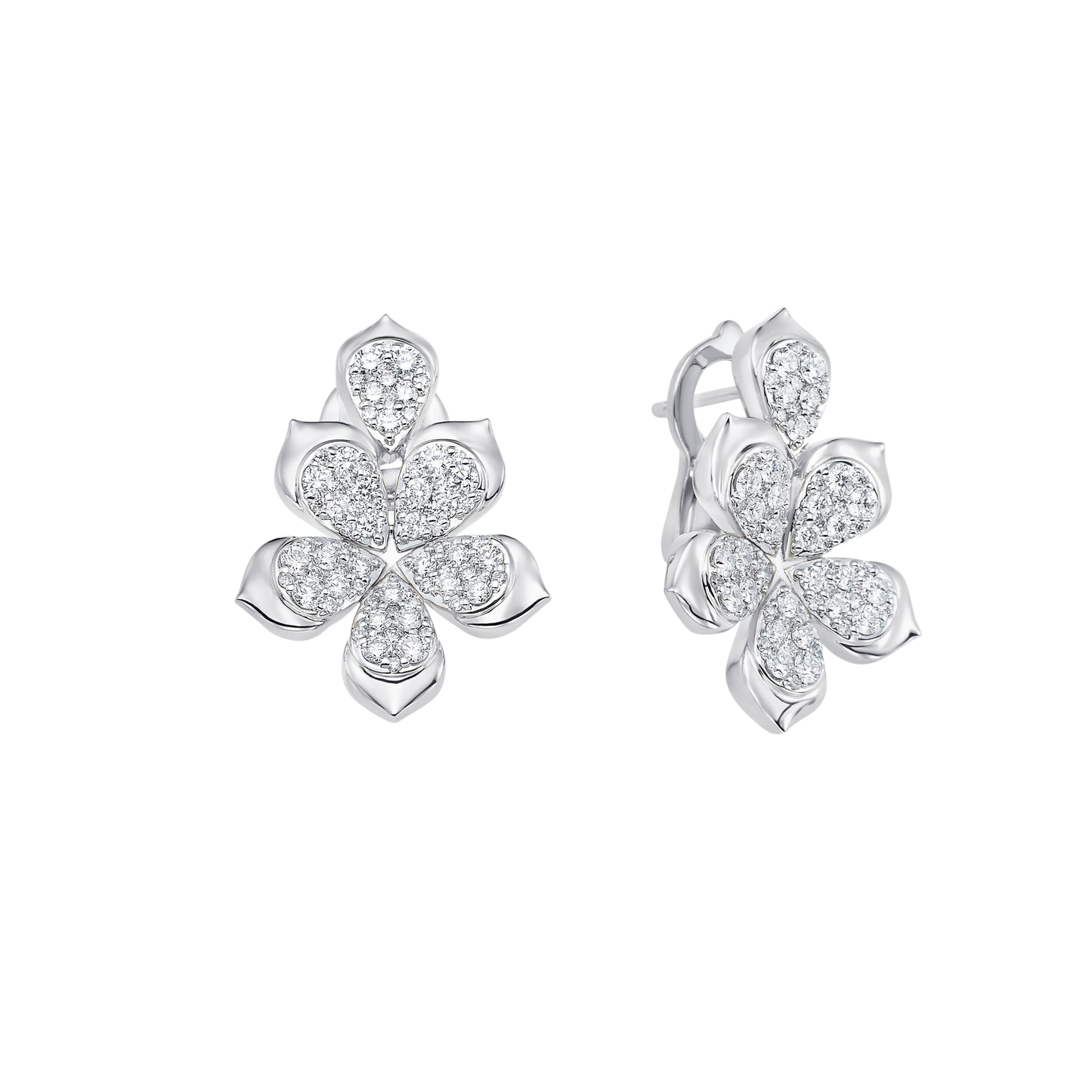 1.39 TCW Round Moissanite Diamond Flower Stud Earrings