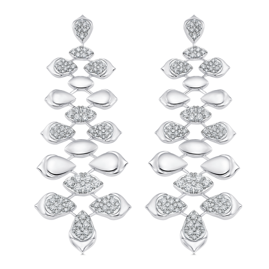 3.17 TCW Round Moissanite Diamond Long Drop Earrings