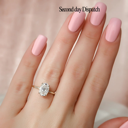 2.0CT Oval Cut Moissanite Hidden Halo Engagement Ring - Ready to ship