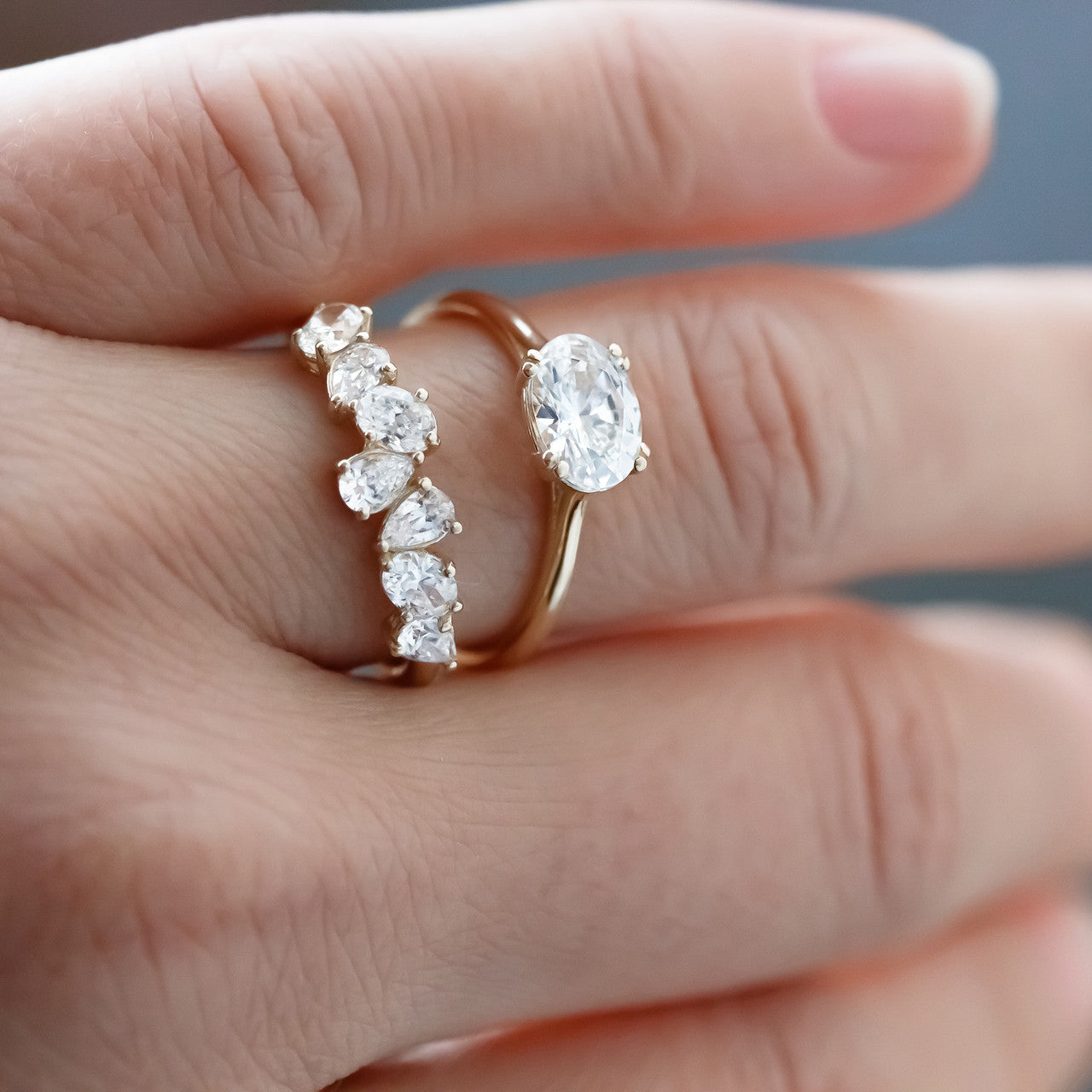 1.20 CT Oval Moissanite East West Solitaire Engagement Ring
