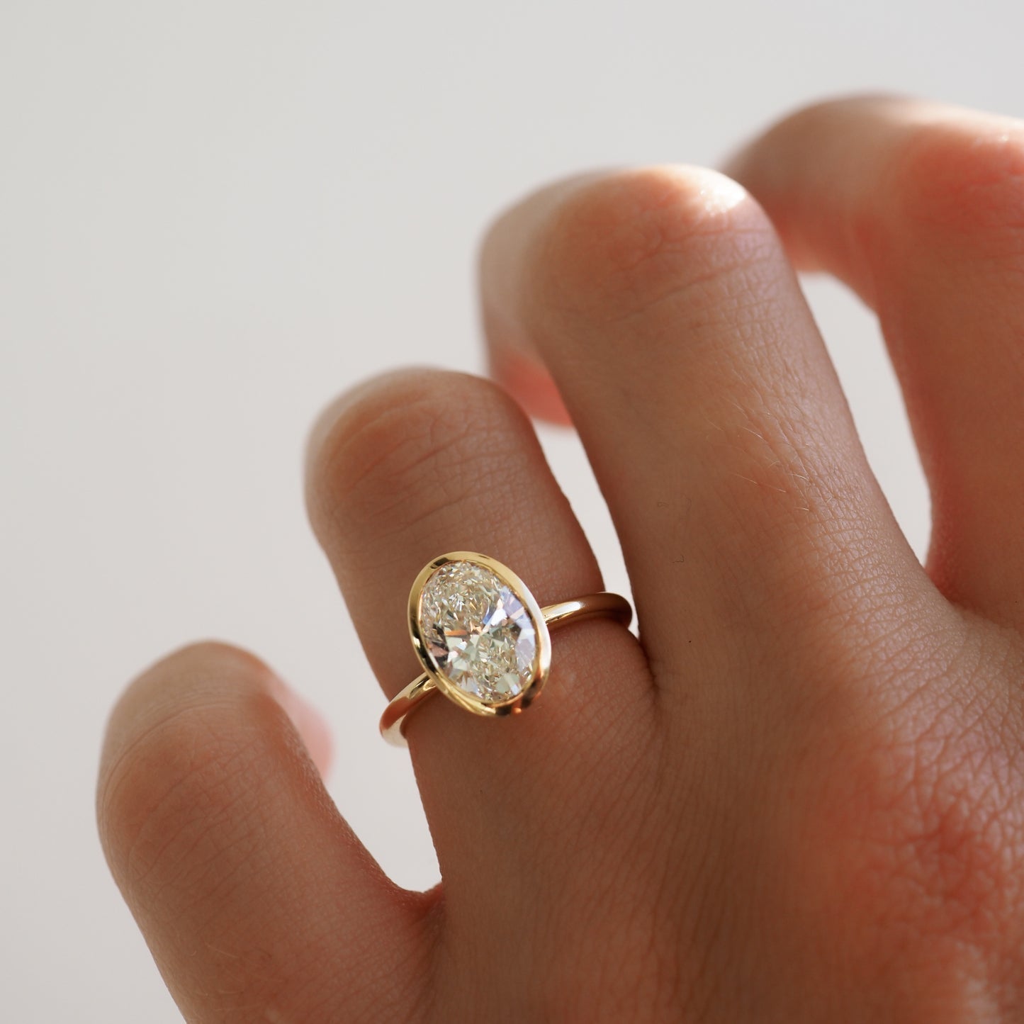 1.5 CT Oval Moissanite Diamond Bezel Engagement Ring