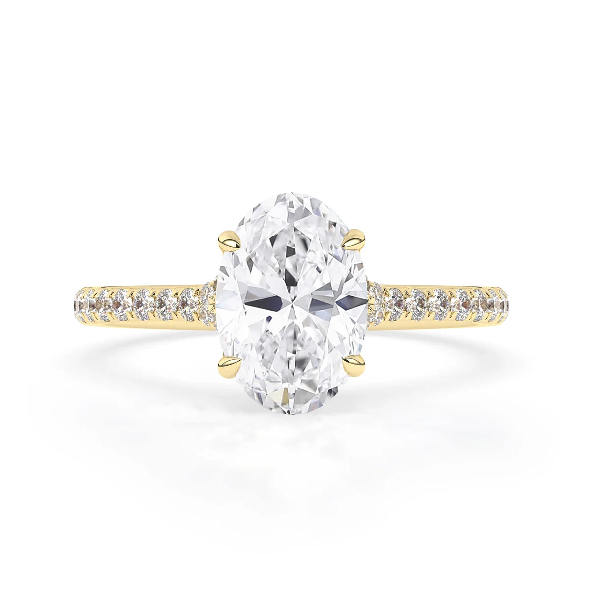 2.0CT Oval Cut Split Shank Pave Setting Moissanite Engagement Ring