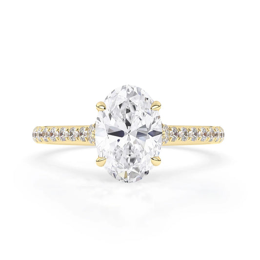 2.0CT Oval Cut Split Shank Pave Setting Moissanite Engagement Ring