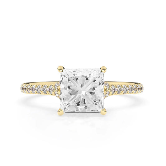 1.0 CT Princess Cut Split Shank Pave Setting Moissanite Engagement Ring