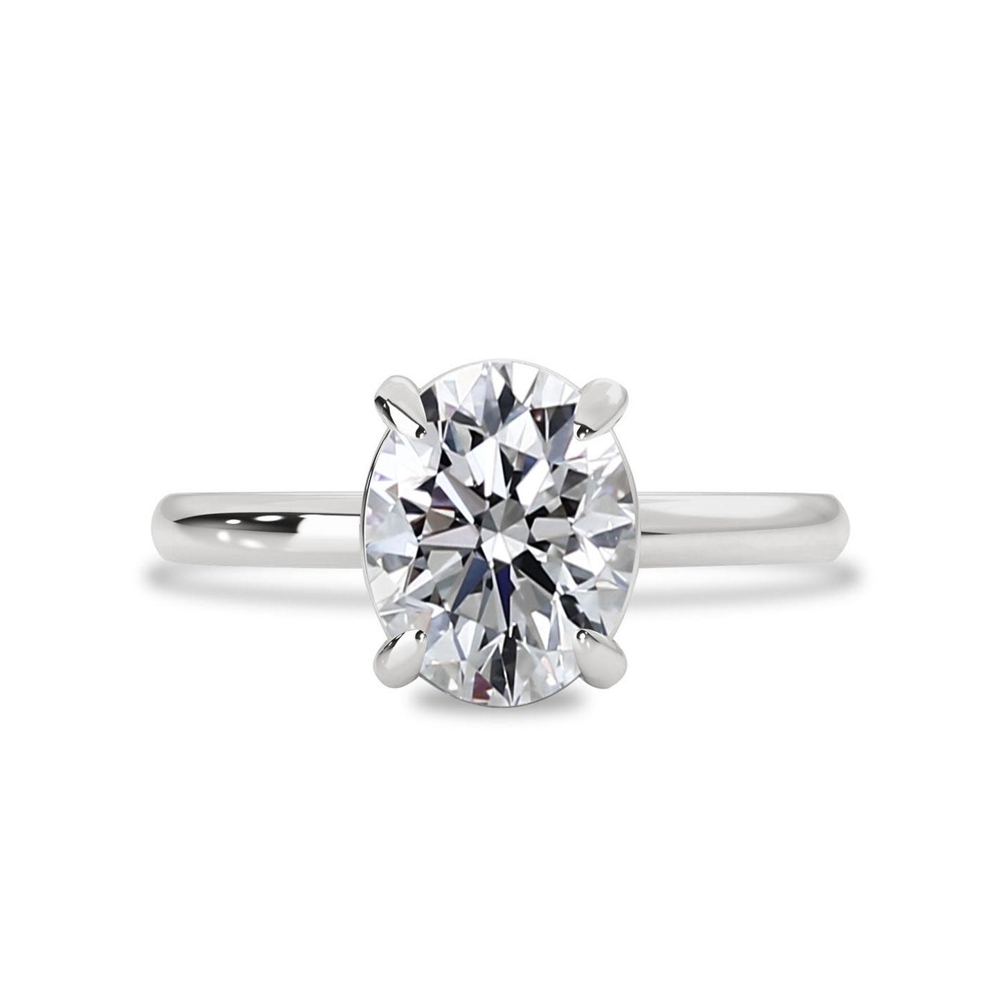 2.0 CT Oval Moissanite Solitaire Engagement Ring