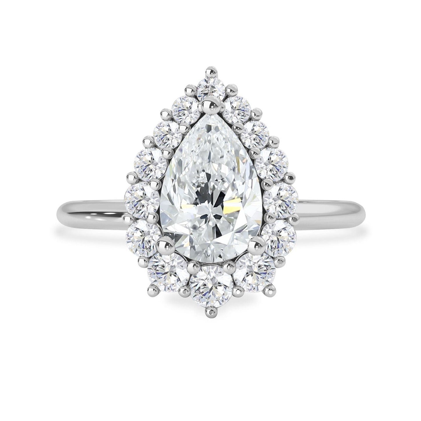 1.60 CT Pear Moissanite Halo Engagement Ring