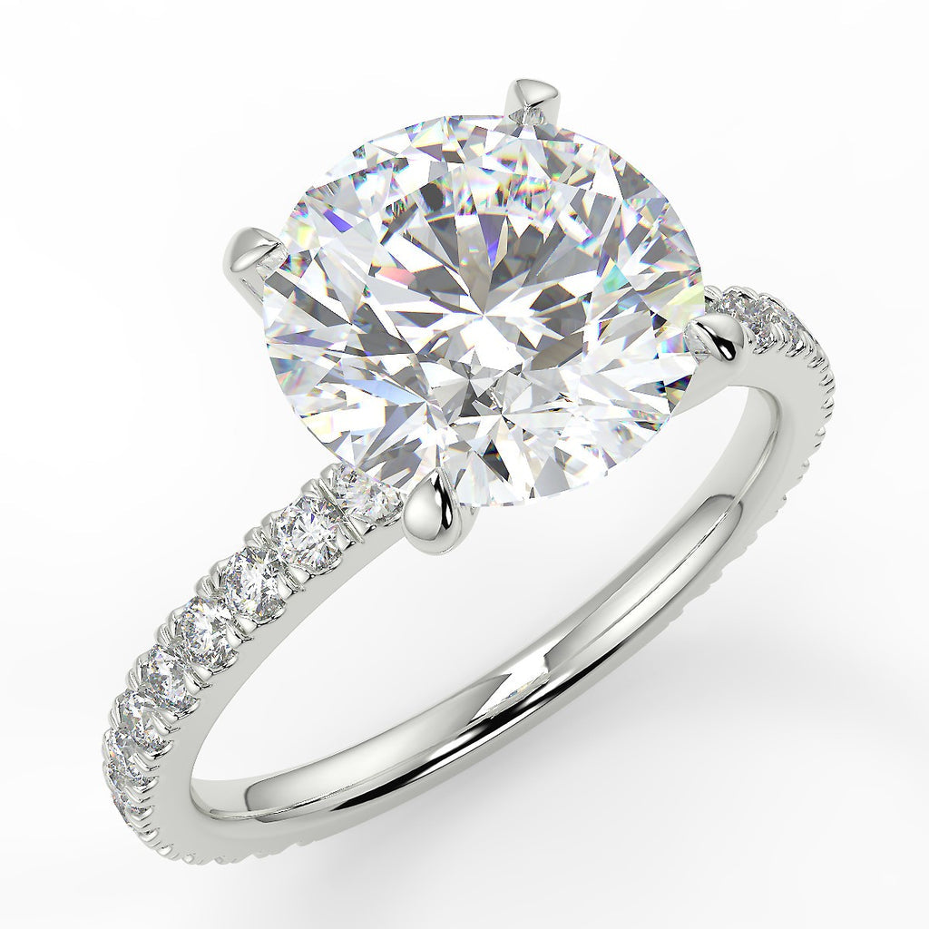 2.0 CT Round Moissanite Pave Setting Engagement Ring