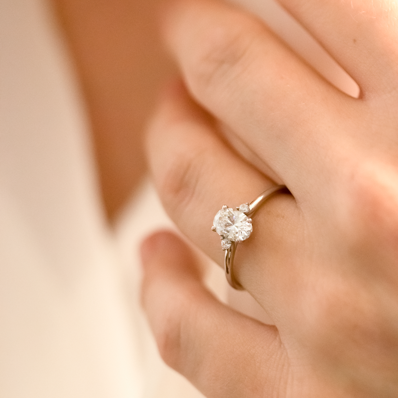 1.33 CT Oval Cut Moissanite Engagement Ring