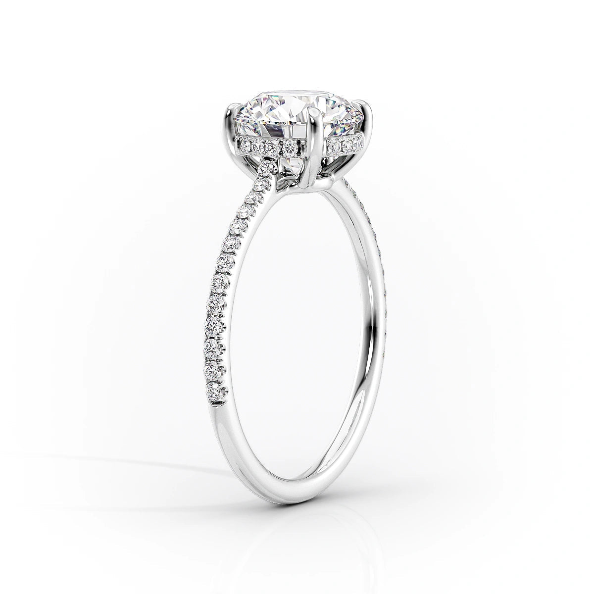 2.0 CT Oval Moissanite Hidden Halo Engagement Ring