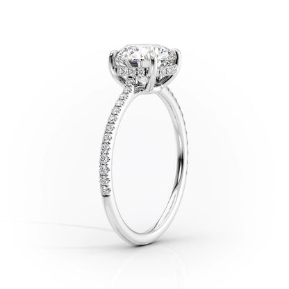 2.0 CT Oval Moissanite Hidden Halo Engagement Ring