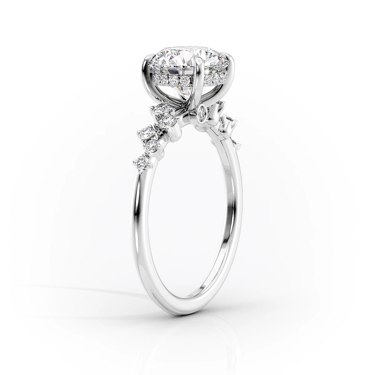 1.0 CT Pear Moissanite Cluster Engagement Ring