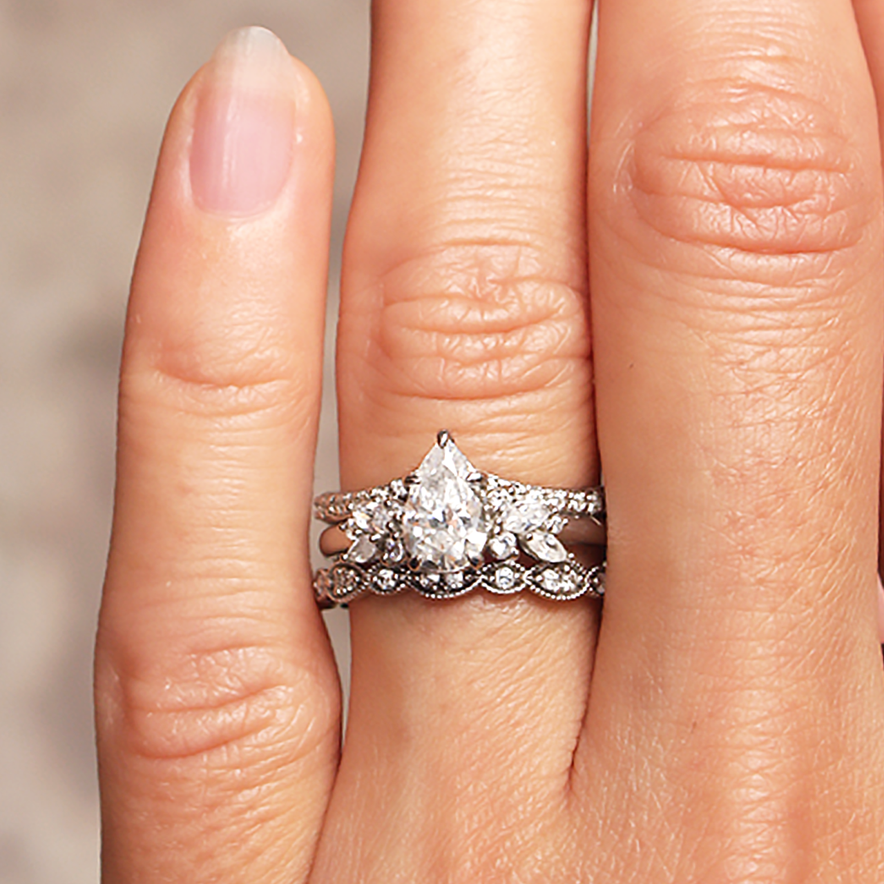 1.33 CT Pear Cut Moissanite Engagement Ring