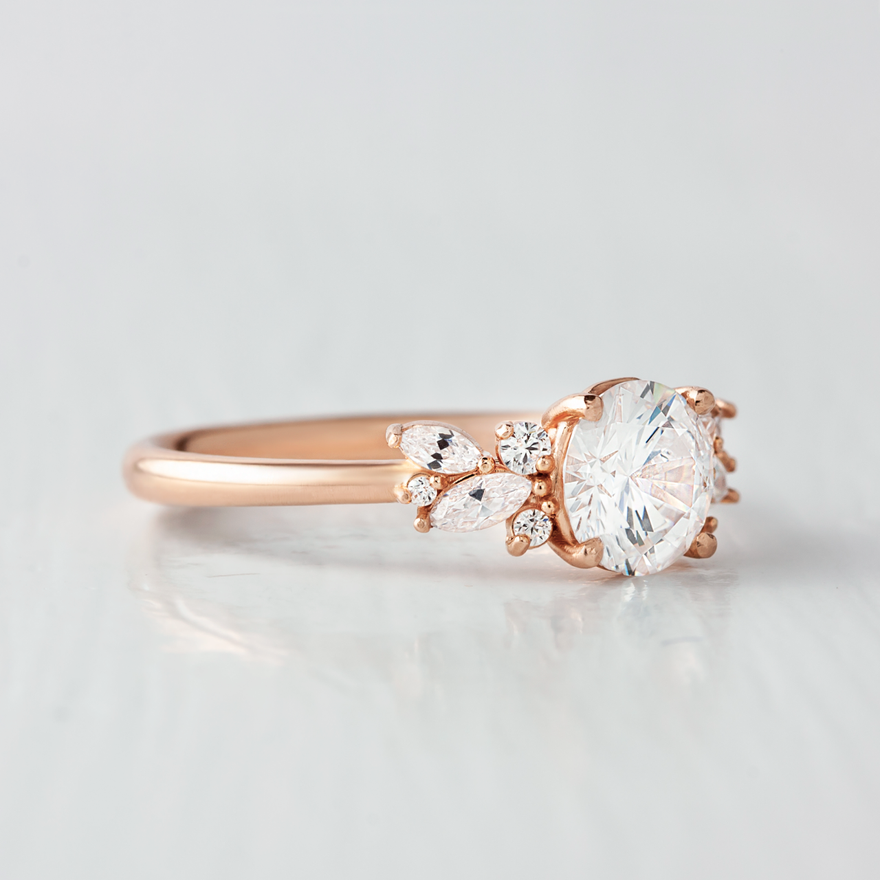 1.35 CT Round Cut Moissanite Engagement Ring