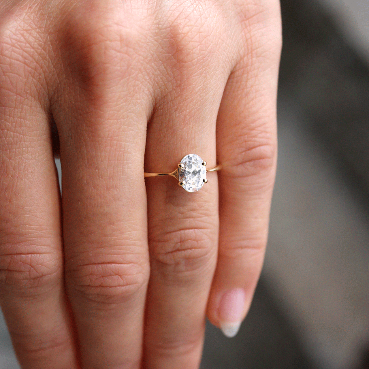 1.33 CT Oval Cut Moissanite Engagement Ring