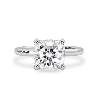 2.0 CT Cushion Moissanite Hidden Halo Engagement Ring