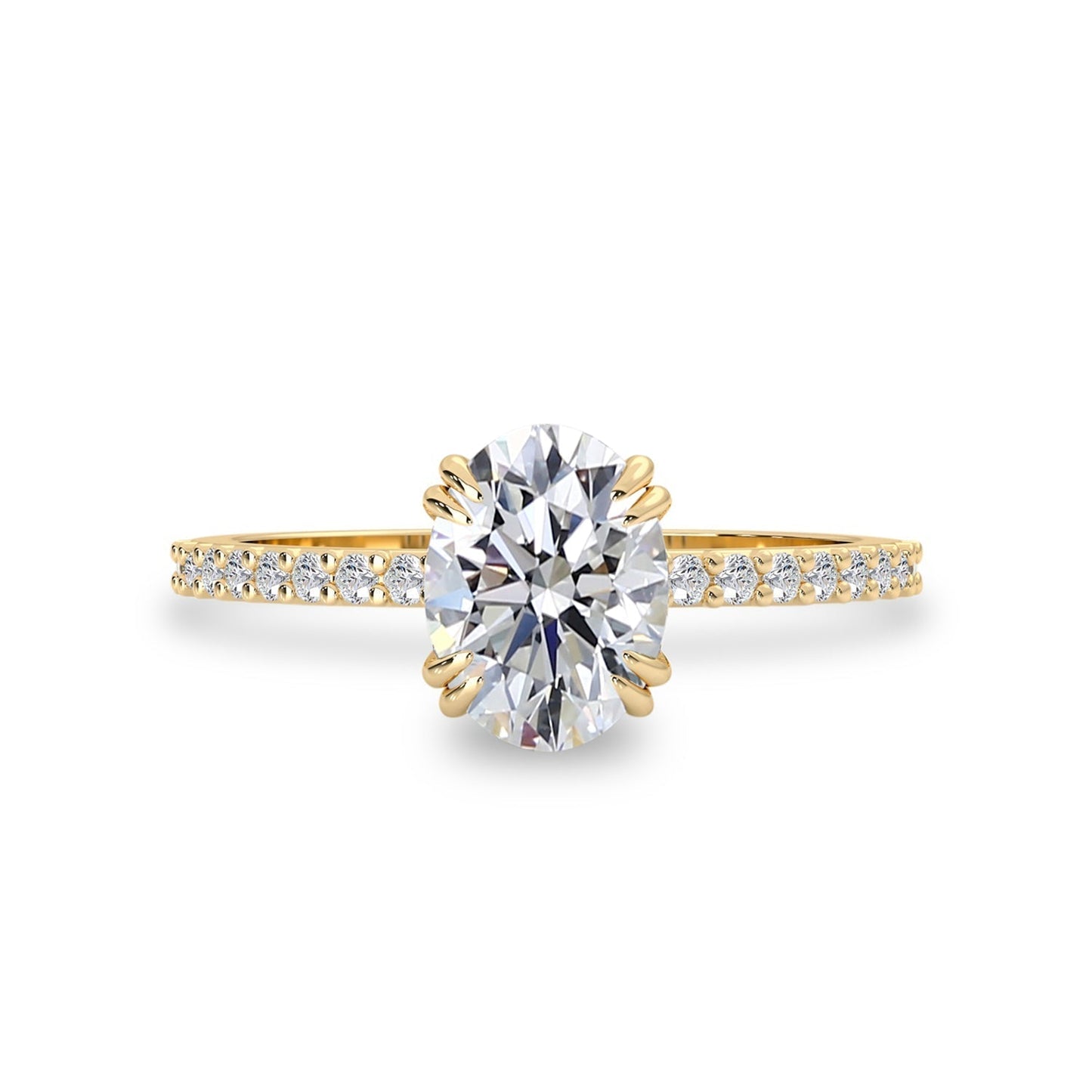 1.25 CT Oval Moissanite Pave Setting Engagement Ring