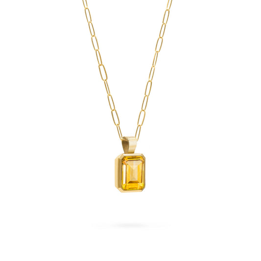 4.0CT Emerald Citrine Moissanite November Birthstone Pendant Necklace