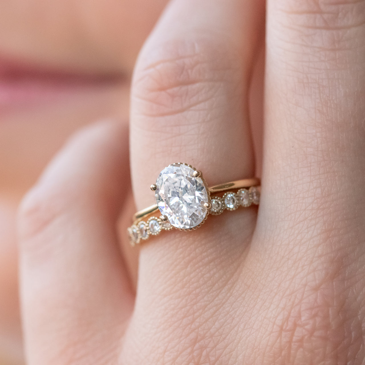 1.93 CT Oval Cut Moissanite Engagement Ring