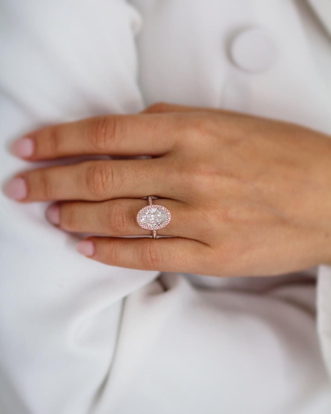 3.85CT Oval Cut Three Side Pave Moissanite Diamond Engagement Ring For Women