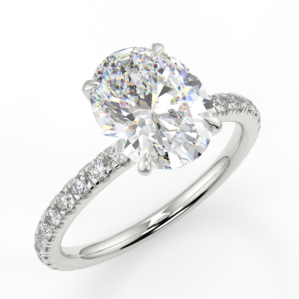 1.91 CT Oval Moissanite Pave Setting Engagement Ring