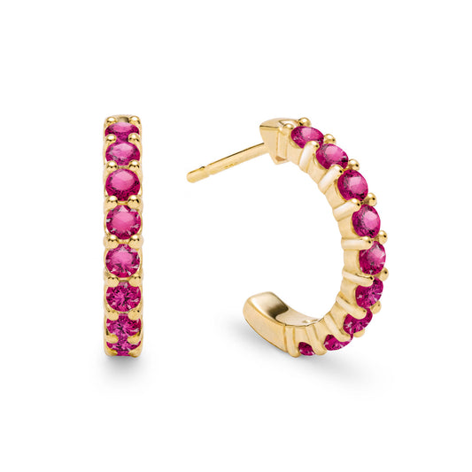 1.08TCW Round Ruby Gemstone Moissanite July Birthstone Hoop Earrings