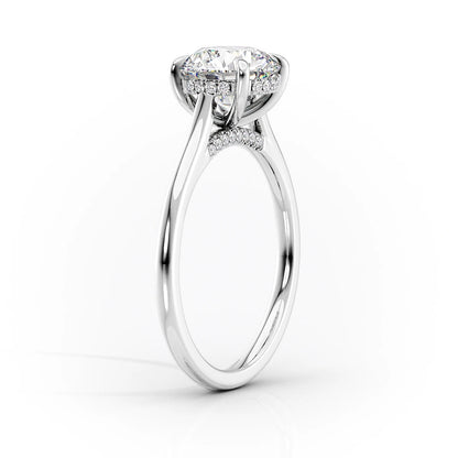 1.50 CT Round Moissanite Hidden Halo Engagement Ring