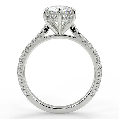 1.33 CT Pear Moissanite Hidden Halo Pave Setting Engagement Ring