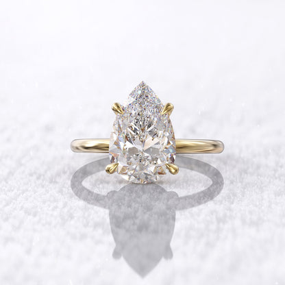 2.50 CT Pear Moissanite Solitaire Engagement Ring