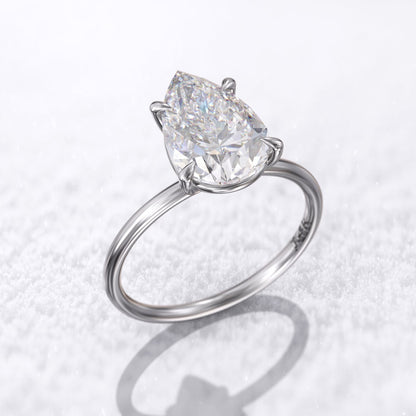 2.50 CT Pear Moissanite Solitaire Engagement Ring