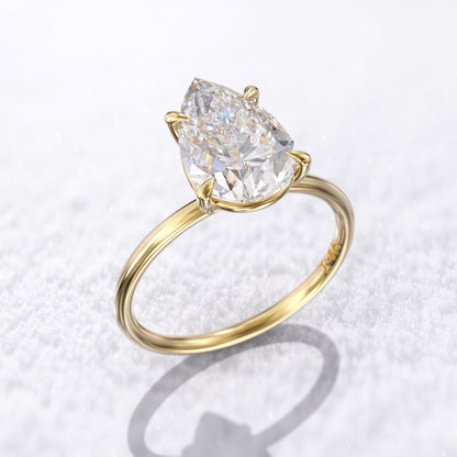 2.50 CT Pear Moissanite Solitaire Engagement Ring