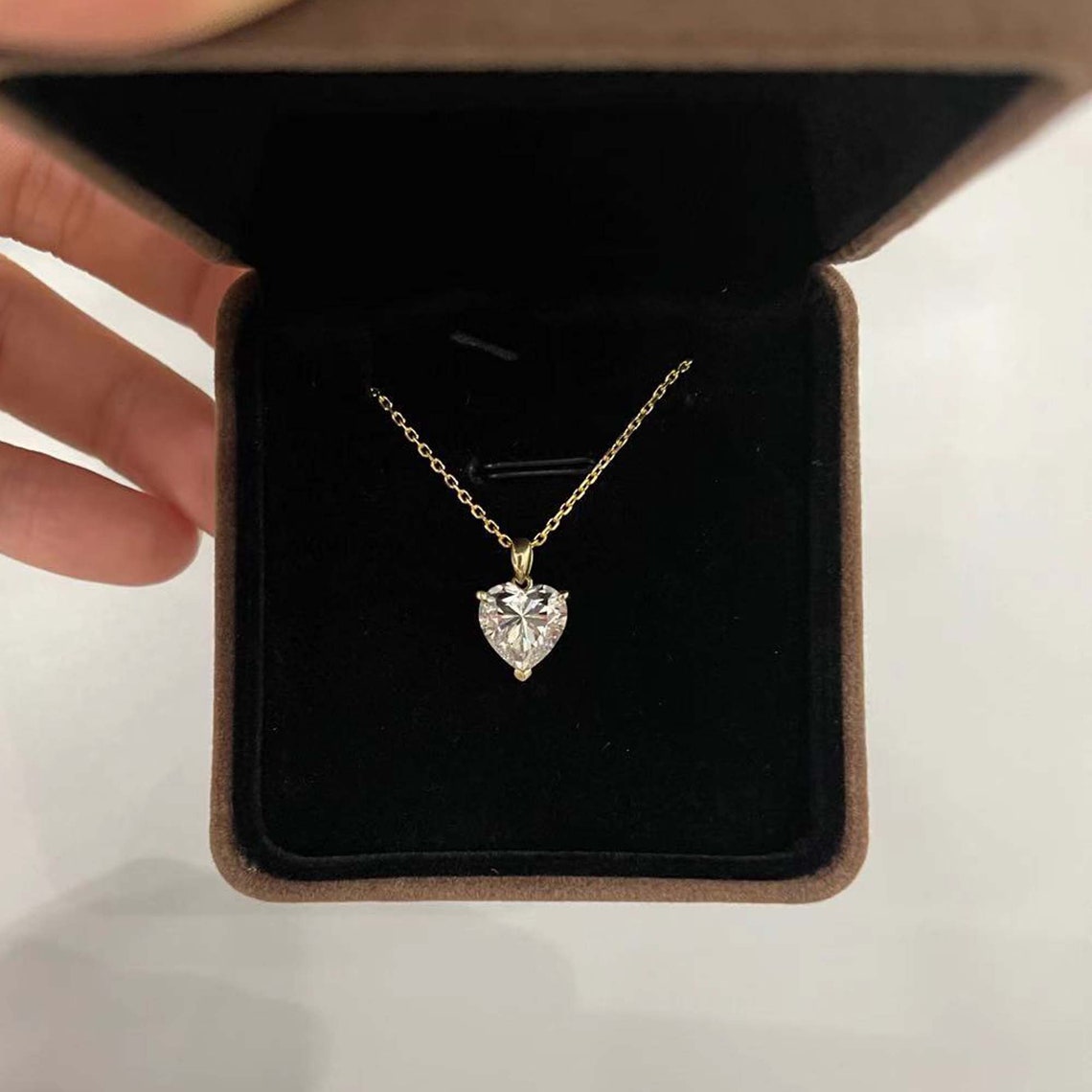 1.0 TCW Heart Moissanite Diamond Solitaire Necklace