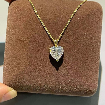 1.0 TCW Heart Moissanite Diamond Solitaire Necklace