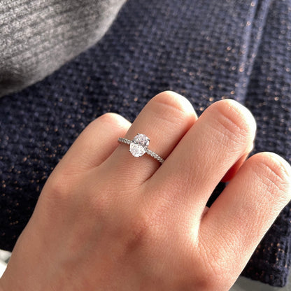 1.50 CT Oval Moissanite Pave Setting Engagement Ring