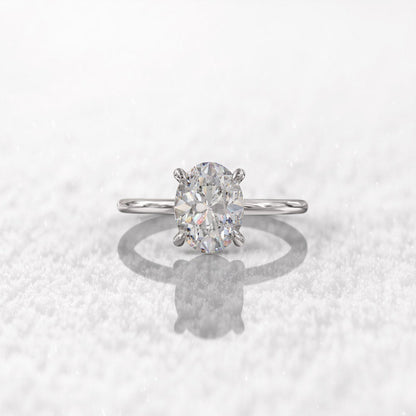 1.50 CT Oval Moissanite Hidden Halo Engagement Ring