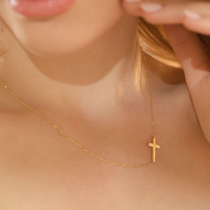 Minimalist Cross Pendant Necklace for Her