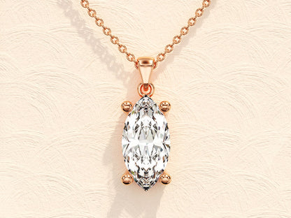 1.0 CT Marquise Moissanite Diamond Solitaire Necklace