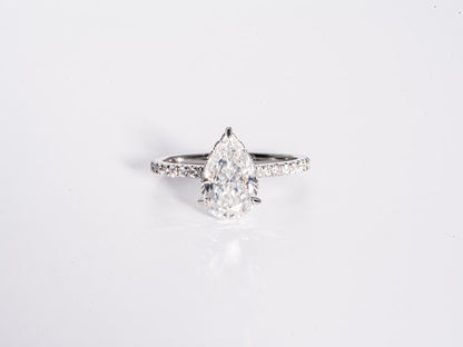 2.50 CT Pear Moissanite Hidden Halo Pave Setting Engagement Ring