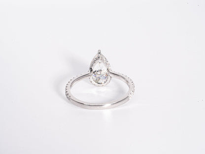 3.0 CT Pear Moissanite Hidden Halo Engagement Ring With Pave Setting