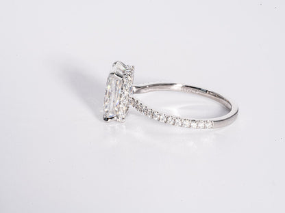 4.0 CT Radiant Moissanite Hidden Halo Engagement Ring With Pave Setting