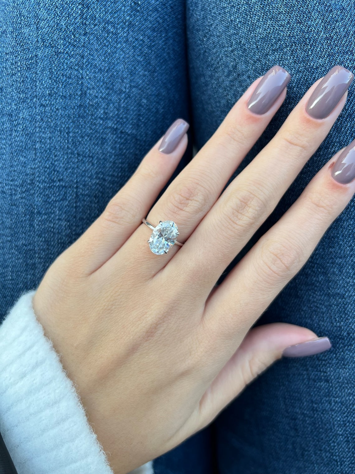 3.0 CT Oval Moissanite Hidden Halo Engagement Ring