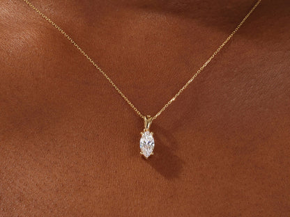 1.0 CT Marquise Moissanite Diamond Solitaire Necklace