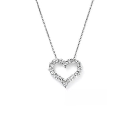 0.60 TCW Round Moissanite Diamond Heart Shaped Necklace