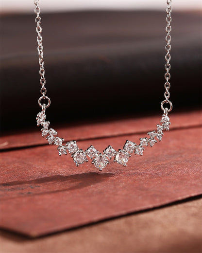 1.20 TCW Round Moissanite Diamond Cluster Necklace