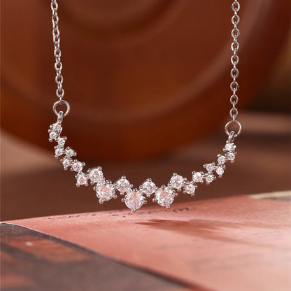 1.20 TCW Round Moissanite Diamond Cluster Necklace