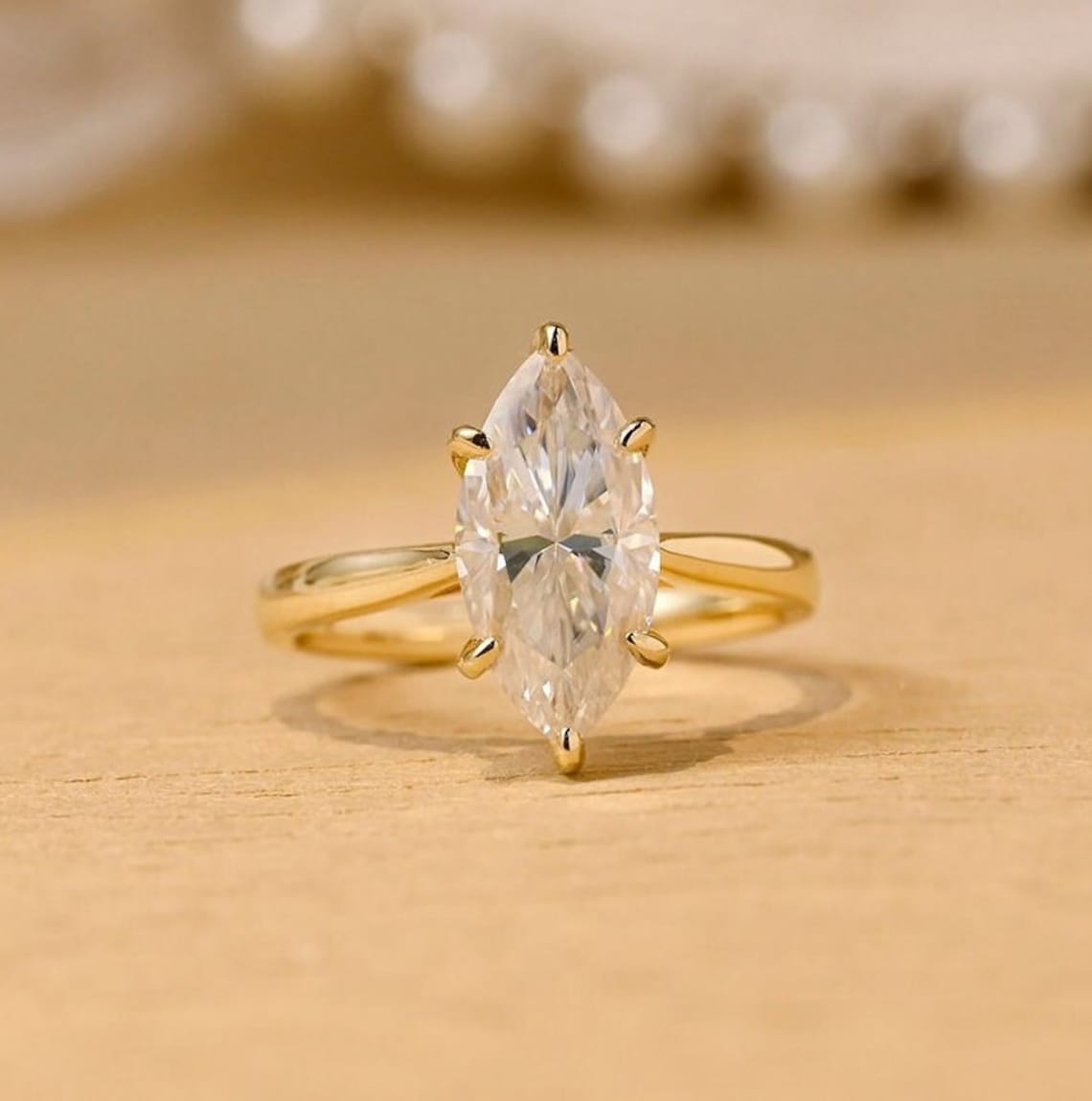 1.50 CT Marquise Moissanite Solitaire Engagement Ring