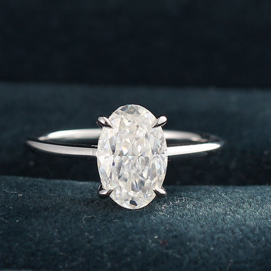 3.50 CT Oval Moissanite Hidden Halo Engagement Ring